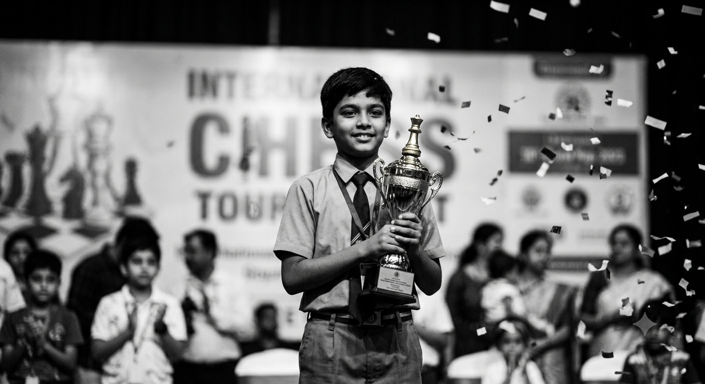 Ishaan with his state trophy