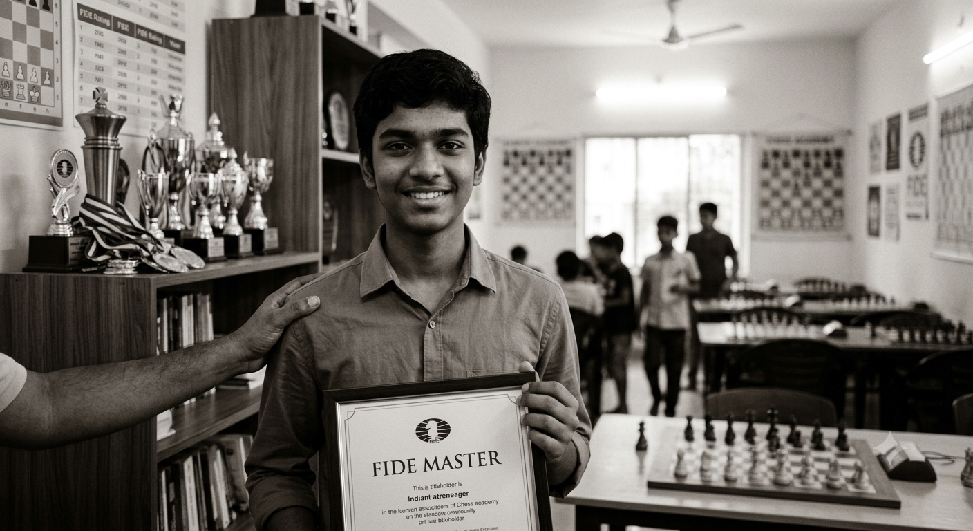 Aditya receiving his FIDE Master certificate