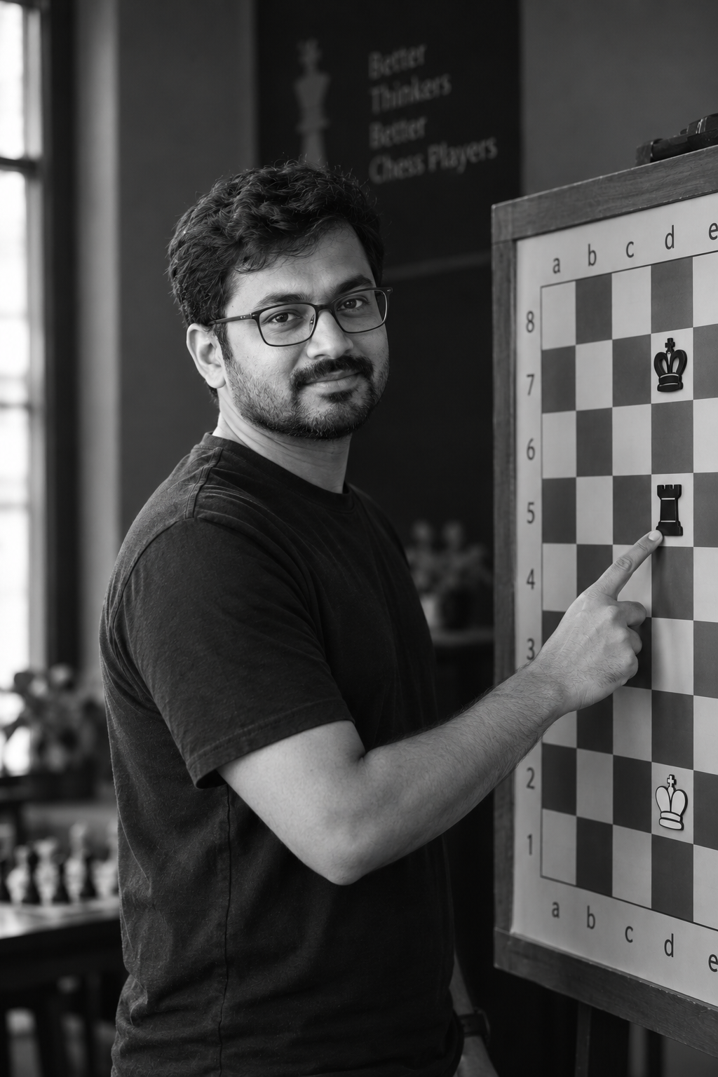 Monochrome portrait of AFM Rohan Das at the online studio